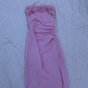 Lucy In the Sky, Pink strapless Prom dress.
